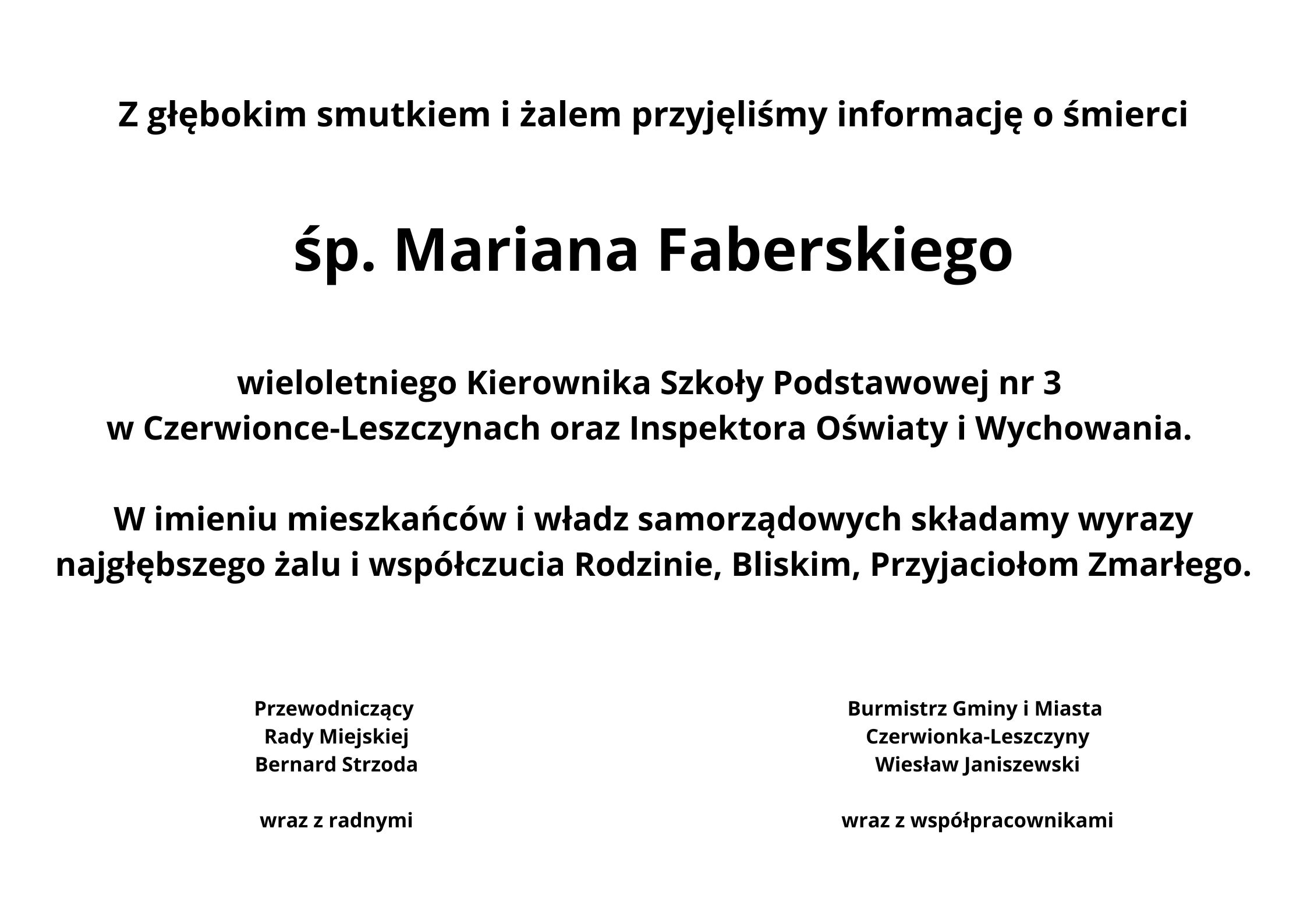 Żegnamy Mariana Faberskiego